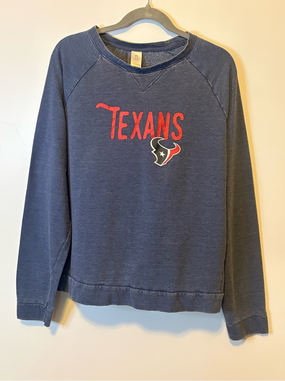 NFL Navy Crewneck with Red Texans Script